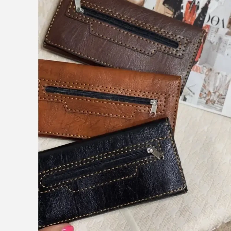 کیف پول و موبایل چرم سه لت مدل عطارد دست دوز با چرم خارجی درجه یک