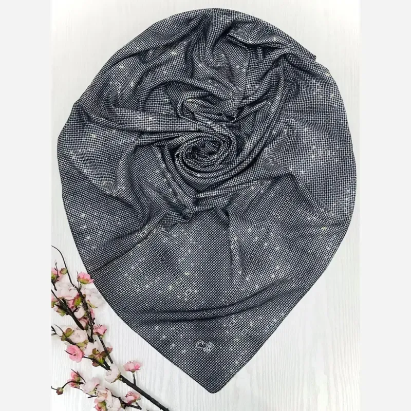 روسری نخ کاستوم طرح نگینی سایز 140 مجلسی و روزمره