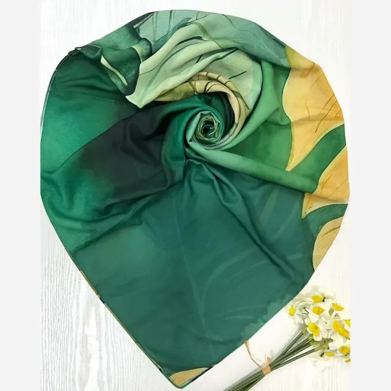 روسری نخ کاستوم طرح ضحا سایز 140 سبز