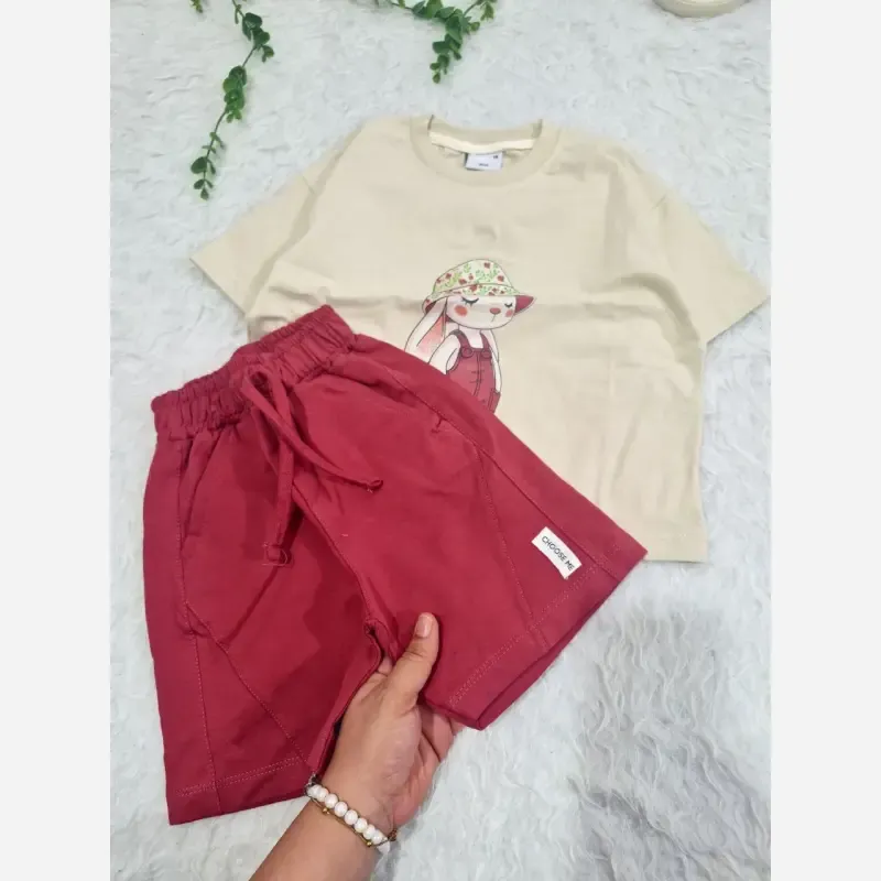 ست تیشرت شلوارک خرگوش دخترانه مدل بانی سایز 35 تا 50