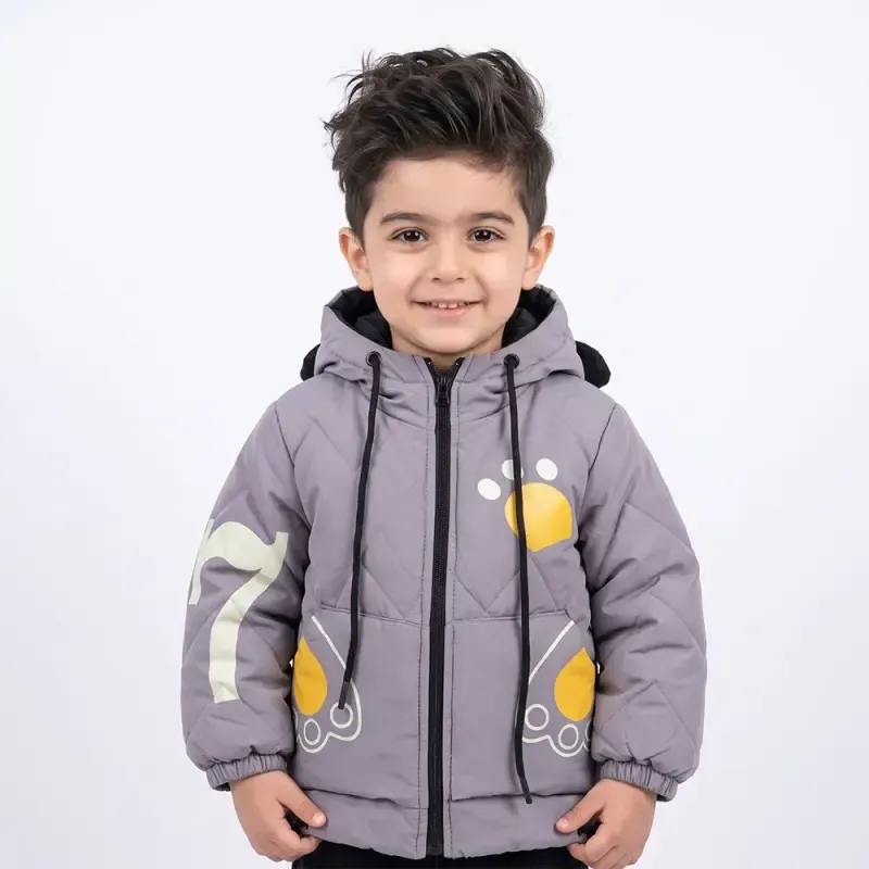 کاپشن پسرانه برزنتی طوسی آستردار پاییزه و زمستانه