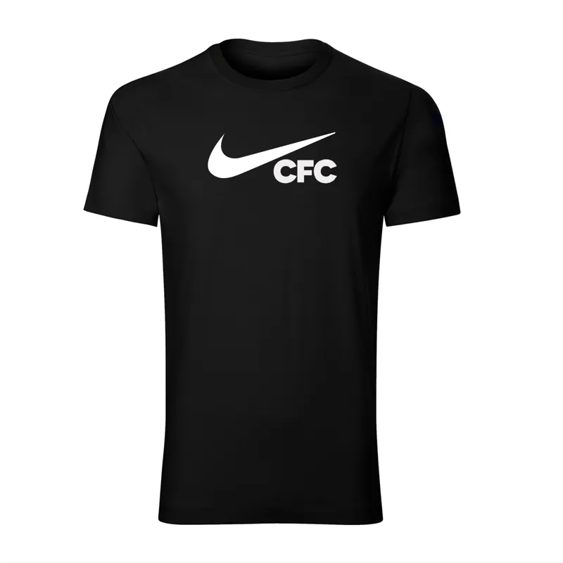 تیشرت آستین کوتاه مردانه طرح CFC یقه گرد مشکی نخی