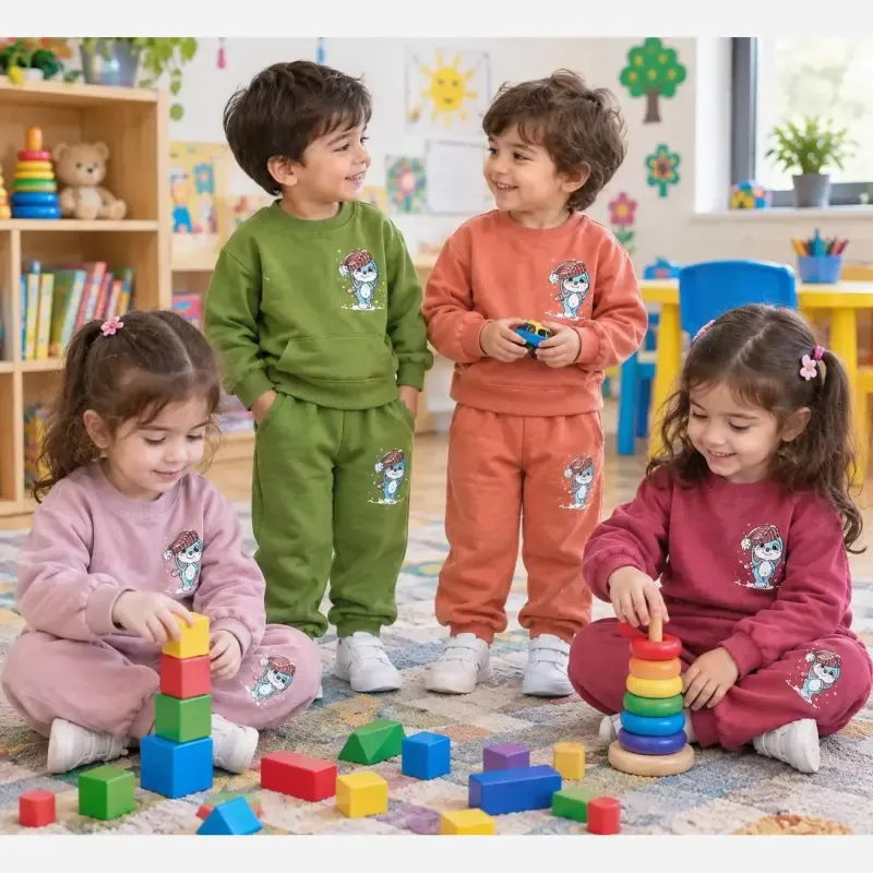 بلوز شلوار دورس بچگانه طرح خرگوش برفی سایز 35 و 40