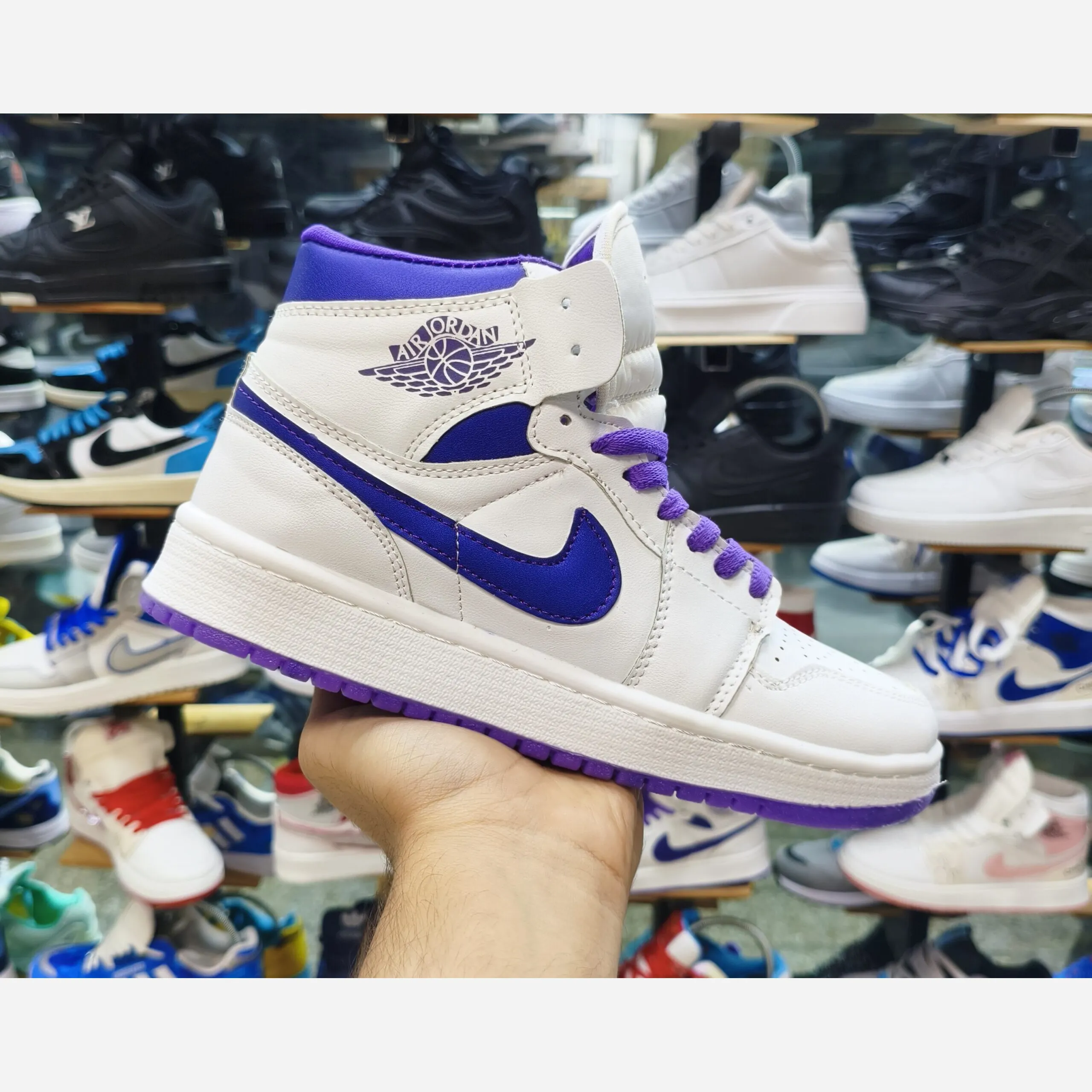 کتونی نایک جردن 1 ساقدار بنفش زنانه سایز 37 تا 40